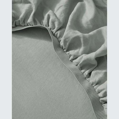 Ravello Linen Fitted Sheet - Sage  | Weave Home Bed Linen
