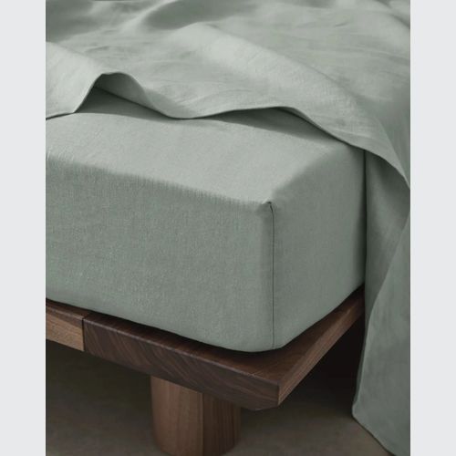 Ravello Linen Fitted Sheet - Sage  | Weave Home Bed Linen