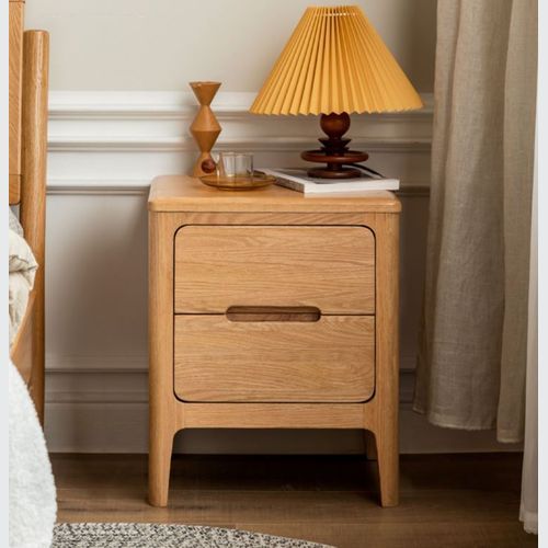 Seattle Natural Solid Oak Bedside Table Design 2