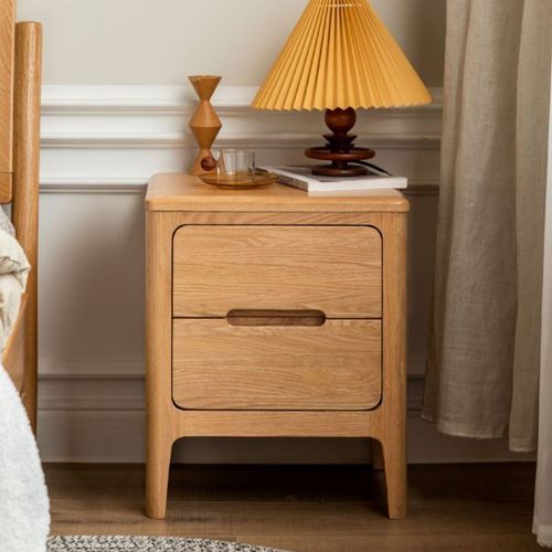 Seattle Natural Solid Oak Bedside Table Design 2