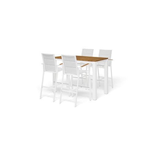 Adele Teak Bar Table with Sevilla Teak Bar Chairs 5pc