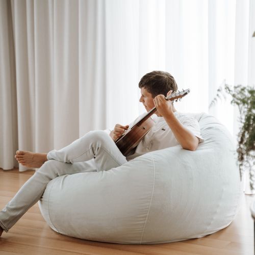 Pierre Fur Bean Bag - Silver Grey