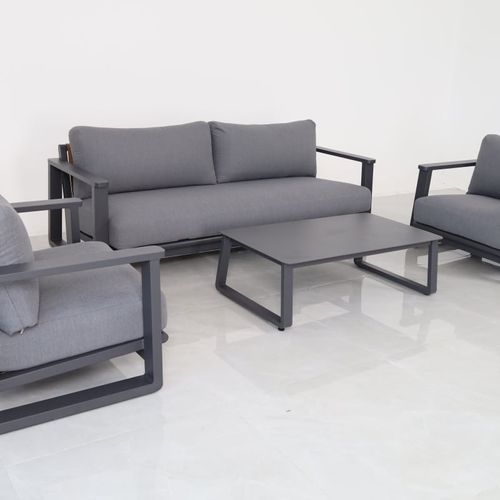 Tuscany 4pc Aluminium Outdoor Lounge Set | Gunmetal