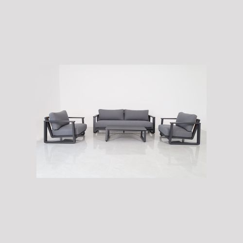 Tuscany 4pc Aluminium Outdoor Lounge Set | Gunmetal