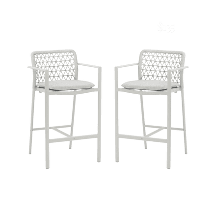 Set of 2 - Verona Outdoor Barstool - Light Grey