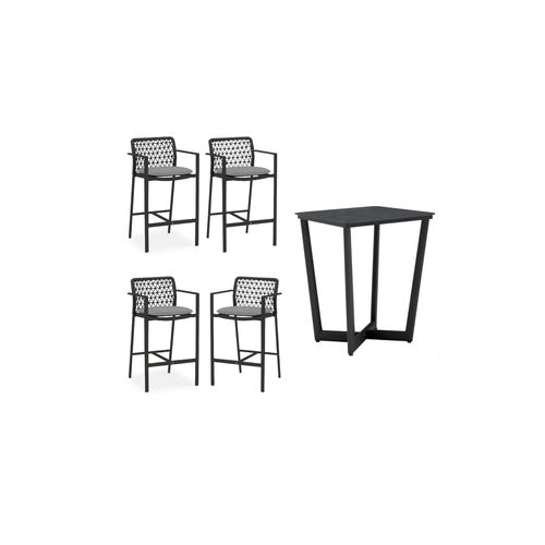 5 piece Verona Square Outdoor Bar Table Set - Charcoal