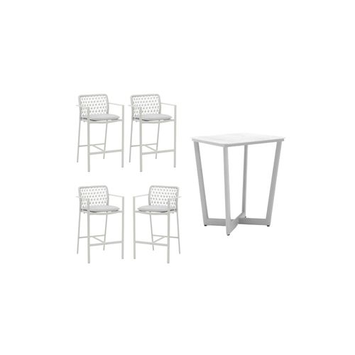 5 piece Verona Square Outdoor Bar Table Set - Light Grey