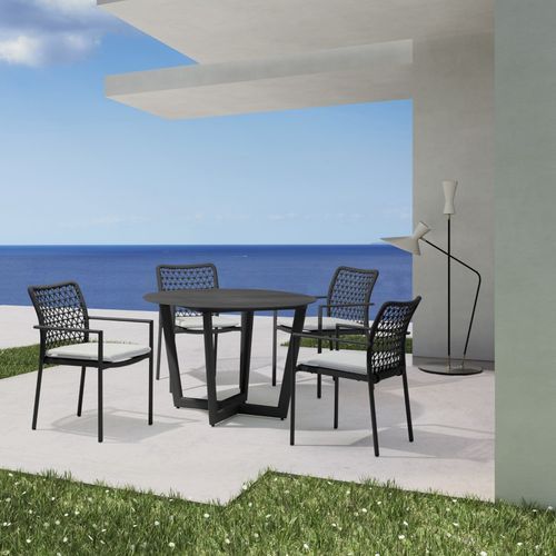 Verona Round Outdoor Dining Table - Charcoal