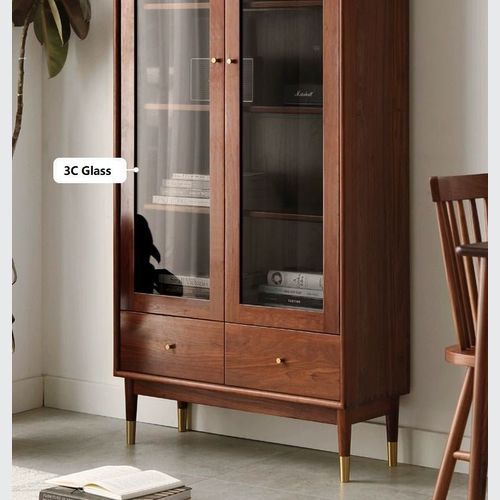 Walnut Glass Display Cabinet