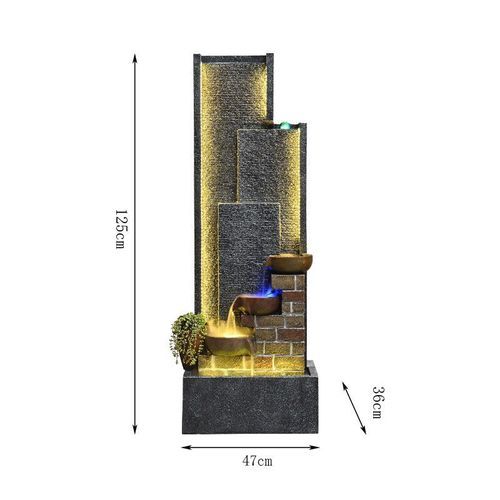 Modern Tiered Water Feature Grey 47 x 36 x 125cm