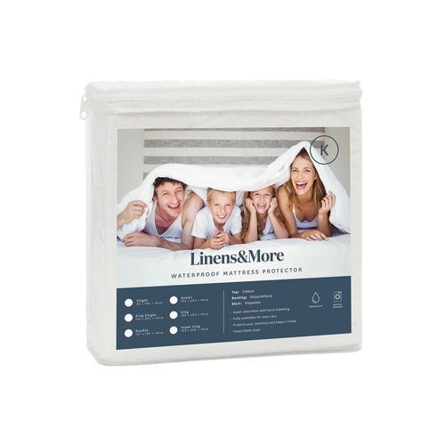 WATERPROOF COTTON MATTRESS PROTECTOR WHITE – KING
