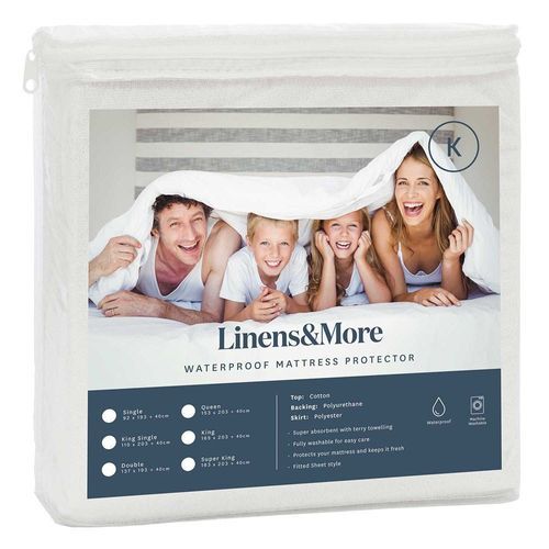 WATERPROOF COTTON MATTRESS PROTECTOR WHITE – KING