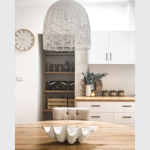 Whitewash Rattan Lace Pendant Light - Amalfi - 2 Sizes