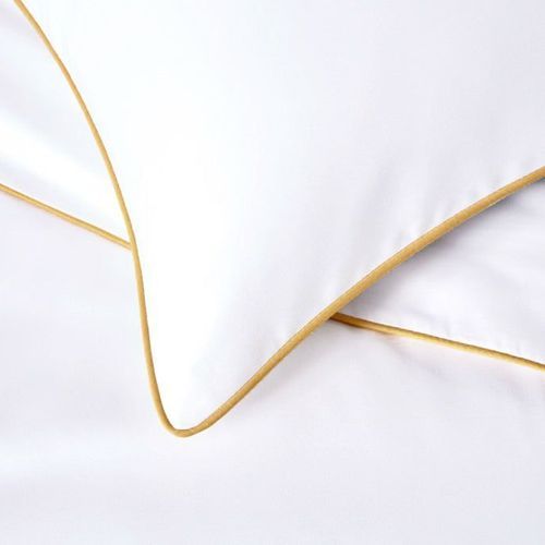 Plaza Collection White Quilt Cover Set - Gold Piping