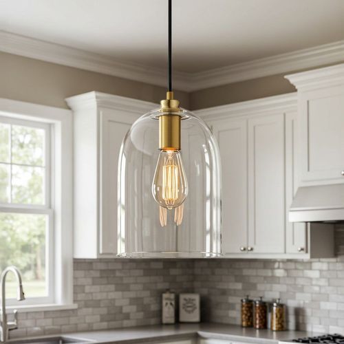Willow Dome Glass Pendant Light - Gold