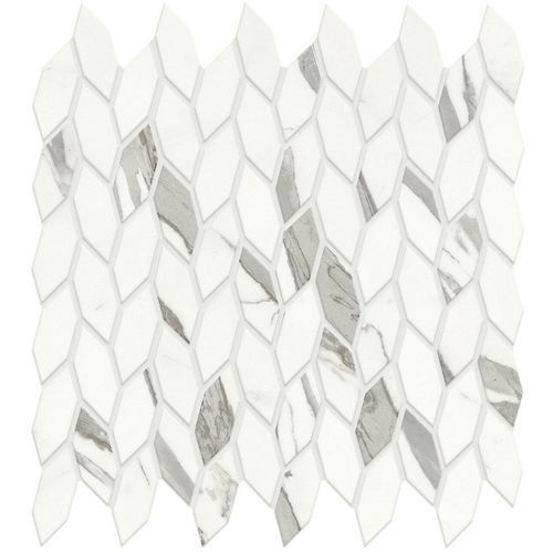 Statuario Supremo Twist Satin Mosaic | Tile Space