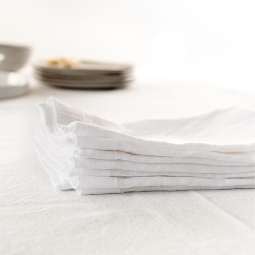 100% French Flax Linen Napkin- Set of 4 White