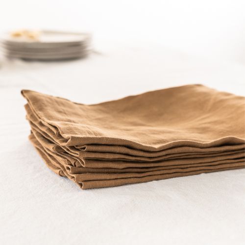 100% French Flax Linen Napkin- Set of 4 Ginger