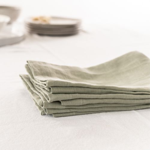 100% French Flax Linen Napkin- Set of 4 Sage
