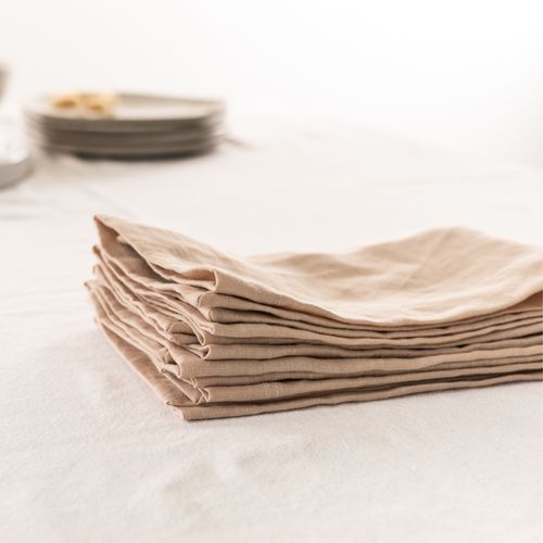 100% French Flax Linen Napkin- Set 4-Latte