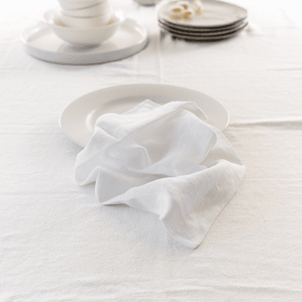 100% French Flax Linen Napkin- Set of 4 White
