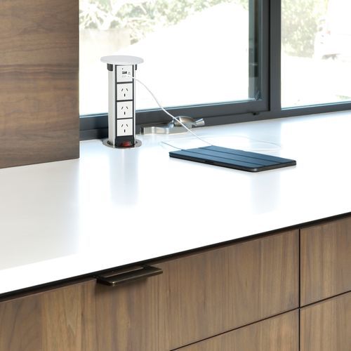 Docking Drawer Pop-Up Outlet with QI Wireless Charging
