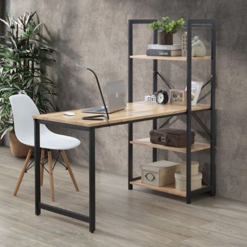 Axel 2-in-1 Desk & Shelving Unit  Black Steel & Natural