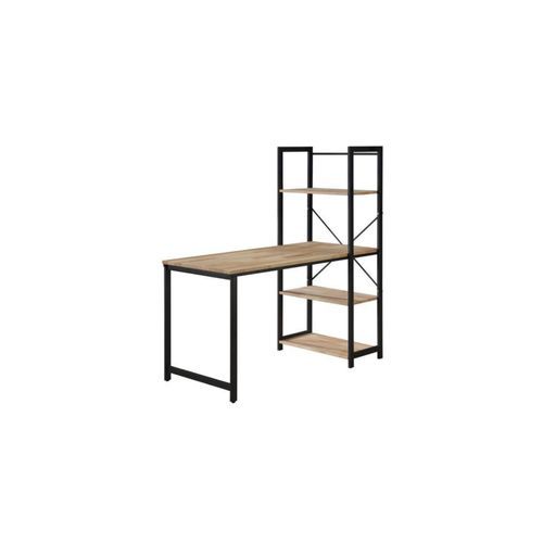 Axel 2-in-1 Desk & Shelving Unit  Black Steel & Natural