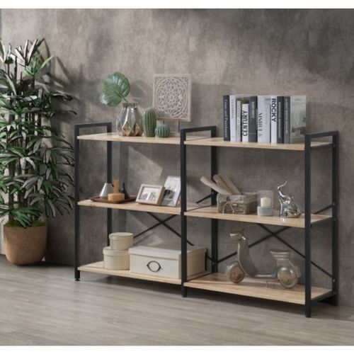 Axel 2PCE Shelving Unit Short | Black Steel & Natural