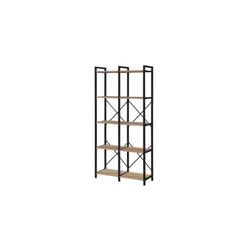 Axel 2PCE Shelving Unit Tall | Black Steel & Natural