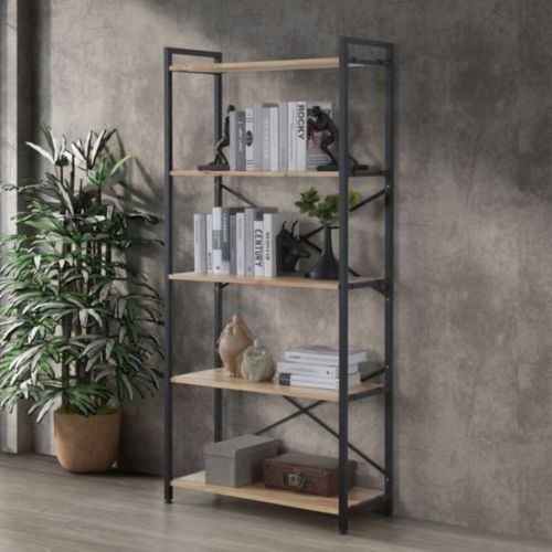 Axel Modular Main Shelving Unit | Black Steel & Natural
