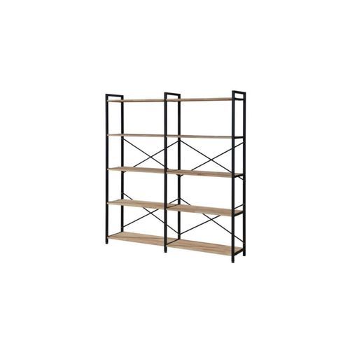 Axel 2PCE Shelving Unit Tall | Black Steel & Natural