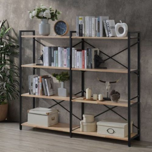 Axel 2PCE Shelving Unit Medium | Black Steel & Natural