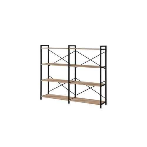 Axel 2PCE Shelving Unit Medium | Black Steel & Natural