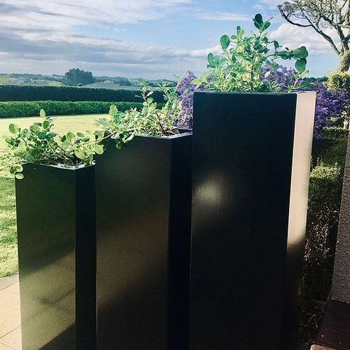 Black Powder Coated Steel Column 300 Planter