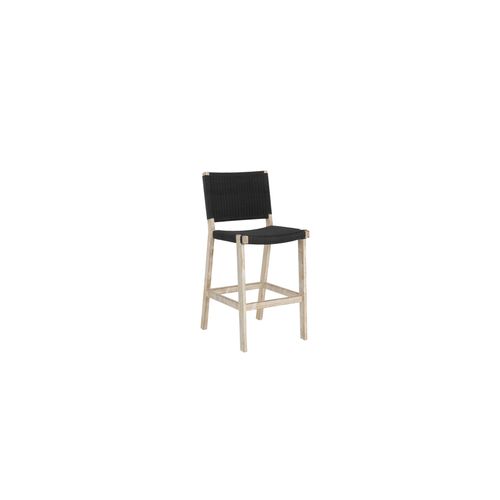 Barwon Bar Stool, Teak White Wash & Brushed Charcoal Weave