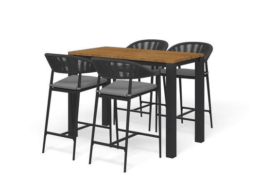 Adele Teak Bar Table with Nivala Bar Chairs 5pc