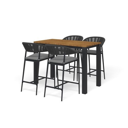 Adele Teak Bar Table with Nivala Bar Chairs 5pc