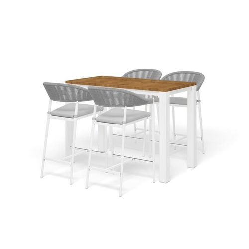 Adele Teak Bar Table with Nivala Bar Chairs -5pc