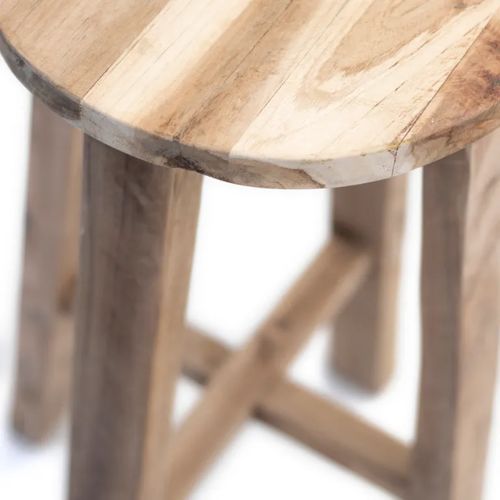 Reclaimed Teak Tall Tripod Stool- Natural