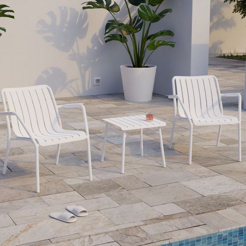 Roku Outdoor Low Stool Footrest in Matt White