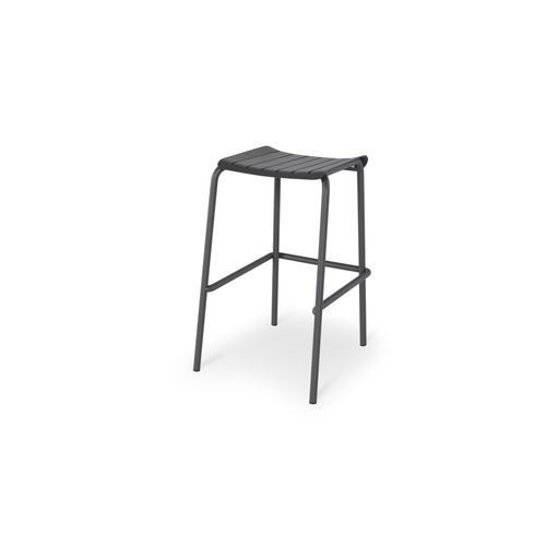 Roku Outdoor Backless Bar Stool in Matt Charcoal