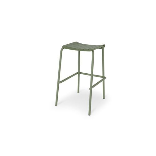 Roku Outdoor Backless Bar Stool in Matt Eucalyptus Green