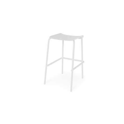 Roku Outdoor Backless Bar Stool in Matt White