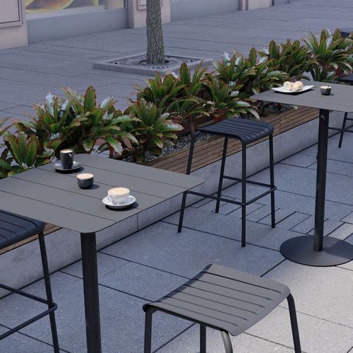 Roku Outdoor Backless Bar Stool in Matt Charcoal