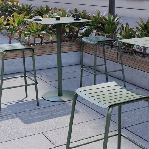 Roku Outdoor Backless Bar Stool in Matt Eucalyptus Green