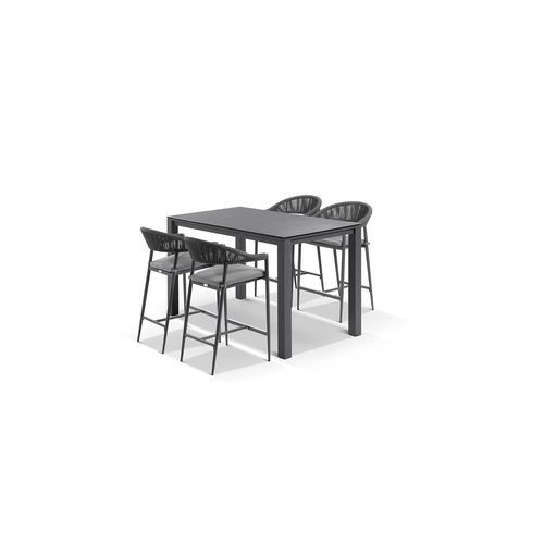 Adele Ceramic Outdoor Bar Table & 4x Nivala Bar Chairs