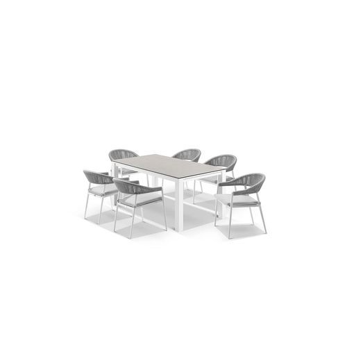 Adele Ceramic Outdoor table with 6 Nivala Chairs