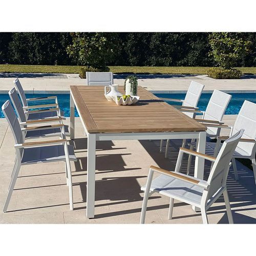 Barcelona Outdoor Table with 8 Sevilla Teak Chairs