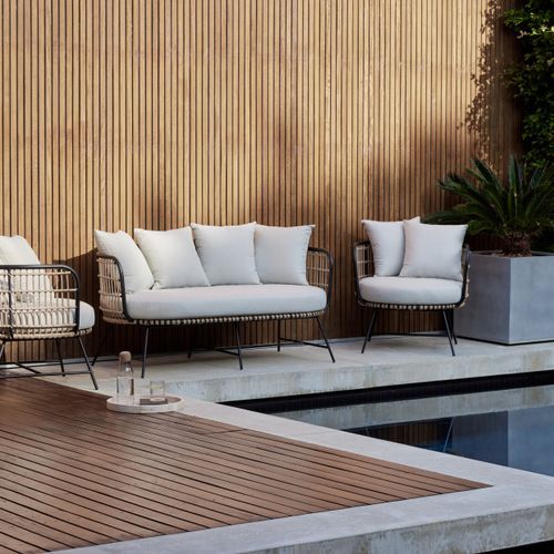 Arden 3PCE Bamboo Wicker Outdoor Lounge Set